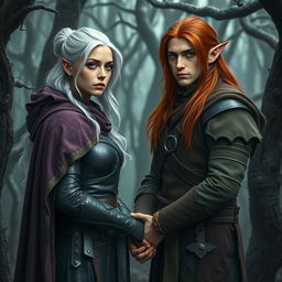 A beautiful human woman with white silver hair and striking red eyes, around 30 years old, portrayed as an oathbreaker paladin