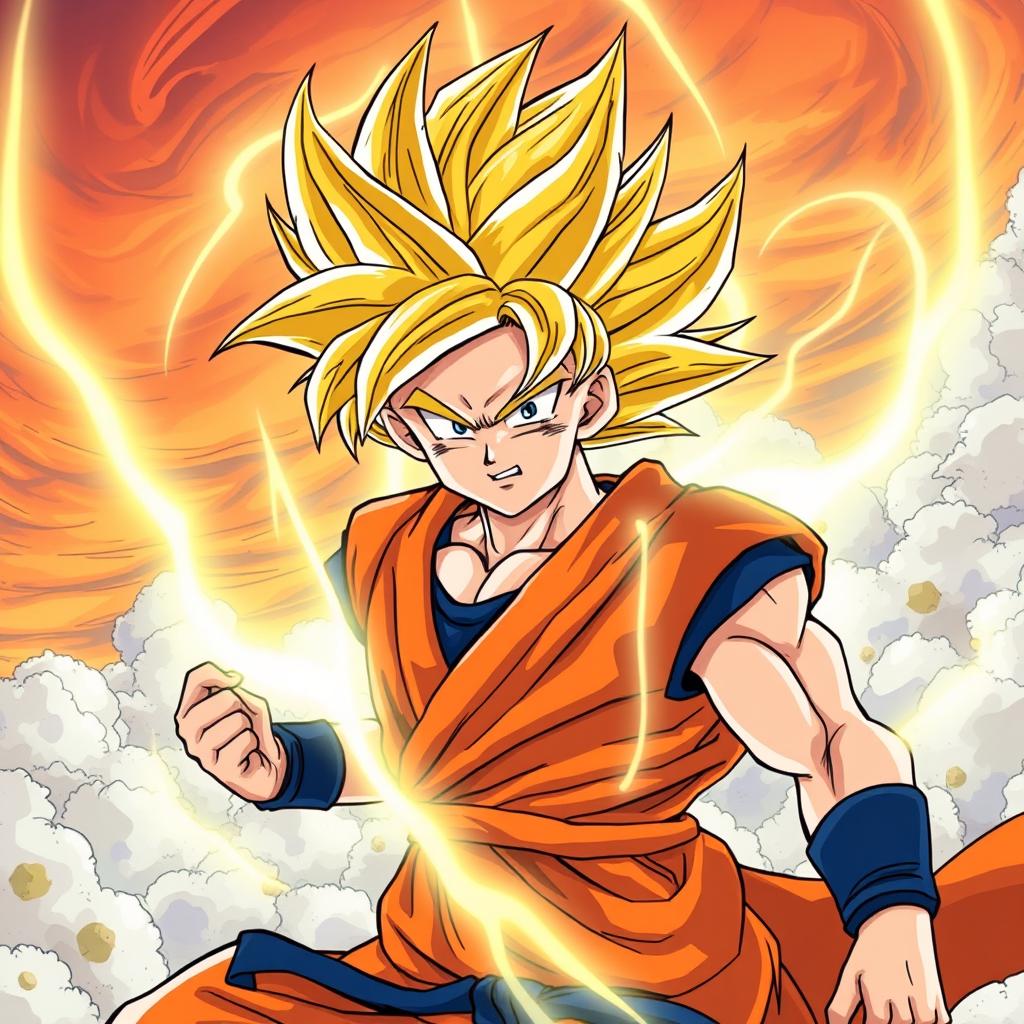 A dynamic illustration of Goku, the iconic character from Dragon Ball Z