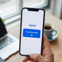 A modern digital depiction of a successful PayPal transaction notification displayed on a smartphone screen