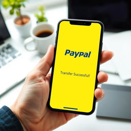 A modern digital depiction of a successful PayPal transaction notification displayed on a smartphone screen