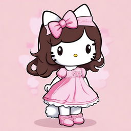 A high-quality cartoon-style image of Hello Kitty with a unique twist