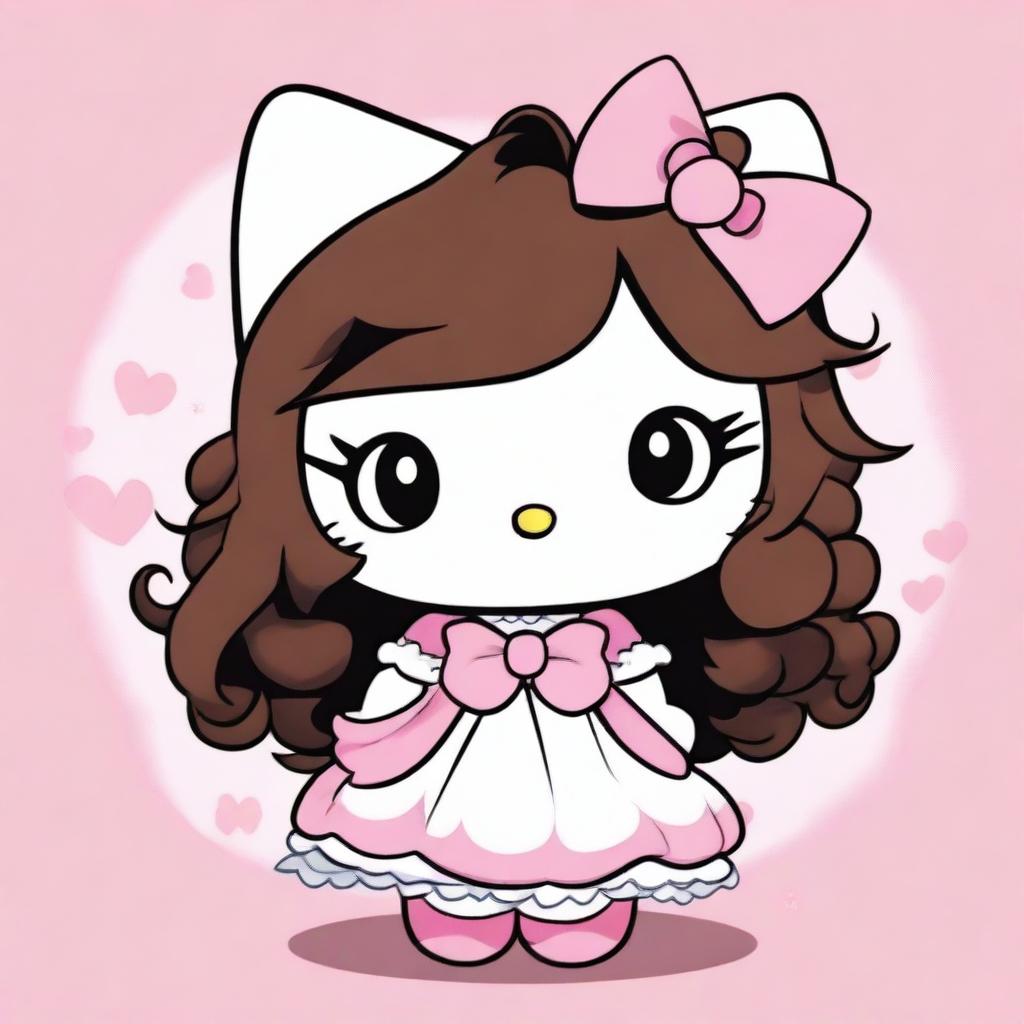 A high-quality cartoon-style image of Hello Kitty with a unique twist