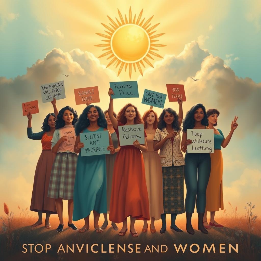 A powerful and emotional art piece representing the theme of stopping violence against women