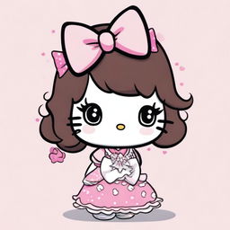 A high-quality, cartoon-style image featuring Hello Kitty with a distinctive look