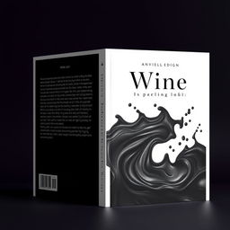 A book cover design featuring a black color palette, showcasing an abstract representation where the image resembles flowing black liquid art, creating shapes and textures similar to a splash or wave, with intricate patterns and a sense of depth