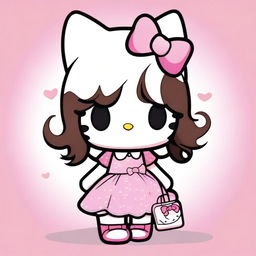 A high-quality, cartoon-style image featuring Hello Kitty with a distinctive look