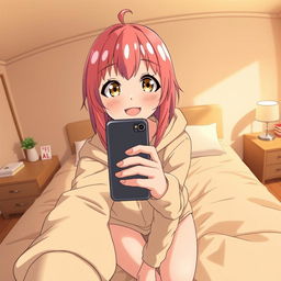 An anime-style scene inspired by the series 'Noragami', featuring the character Ikki Hiyori with light chestnut brown eyes and pink hair