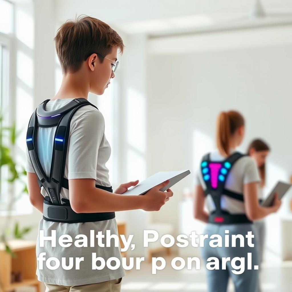 A futuristic digital harness designed to correct poor posture for young people