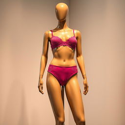 A stylish and modern mannequin dressed in fashionable and colorful high-waisted panties