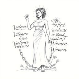 A powerful pencil sketch poster advocating for the prevention of violence against women