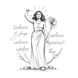 A powerful pencil sketch poster advocating for the prevention of violence against women