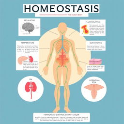 An informative poster presentation showcasing homeostasis mechanisms in the human body