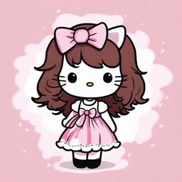 An image in the style of a cartoon, showing a unique version of Hello Kitty