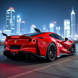 A next generation 2026 Ferrari Ritmo Turbo, showcasing futuristic design elements such as a sleek widebody kit, prominent rear wing, and innovative carbon fiber details