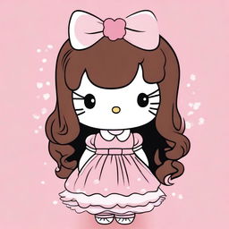 An image in the style of a cartoon, showing a unique version of Hello Kitty