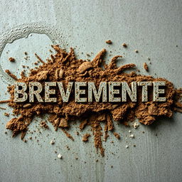 A captivating image featuring the word 'BREVEMENTE' prominently displayed in bold, artistic typography