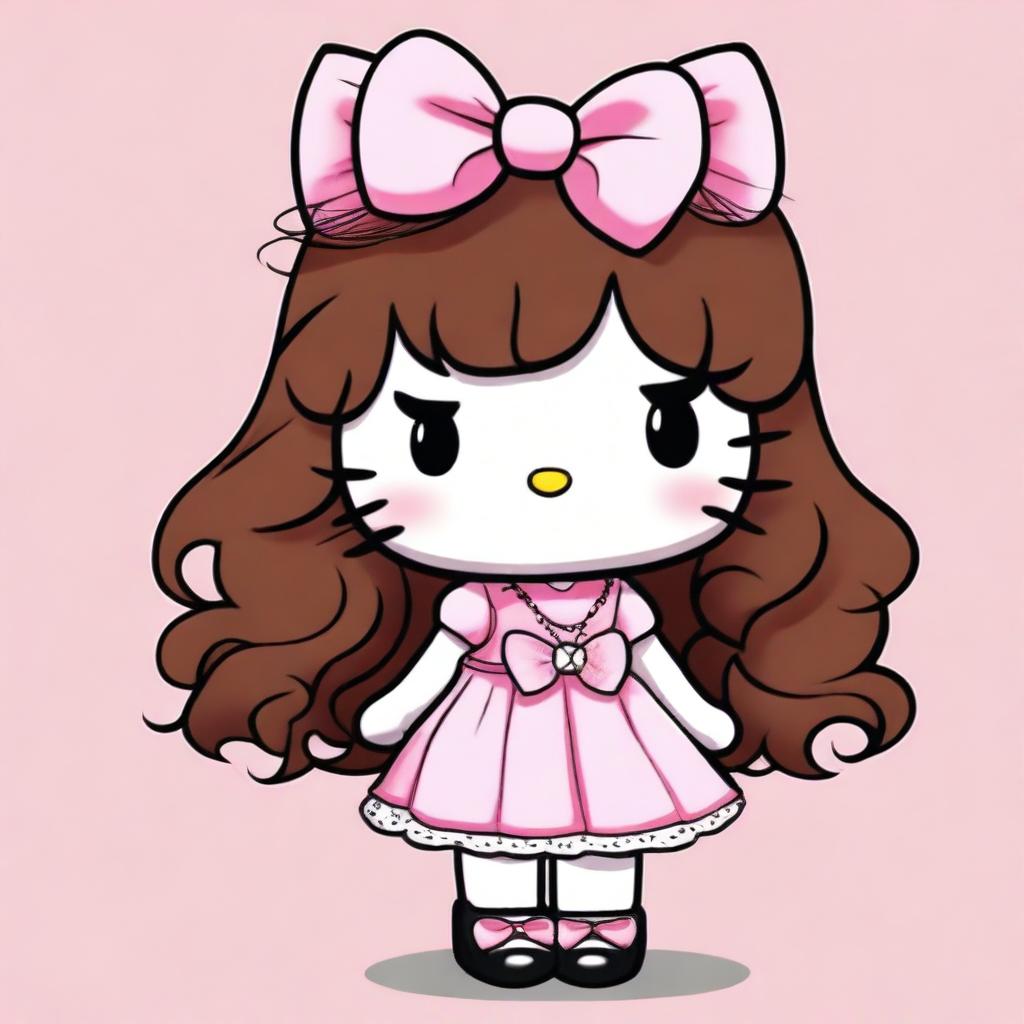 A high-quality image in a cartoon style, featuring a unique rendition of Hello Kitty