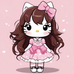 A high-quality image in a cartoon style, featuring a unique rendition of Hello Kitty