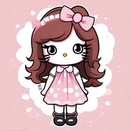 A high-quality image in a cartoon style, featuring a unique rendition of Hello Kitty