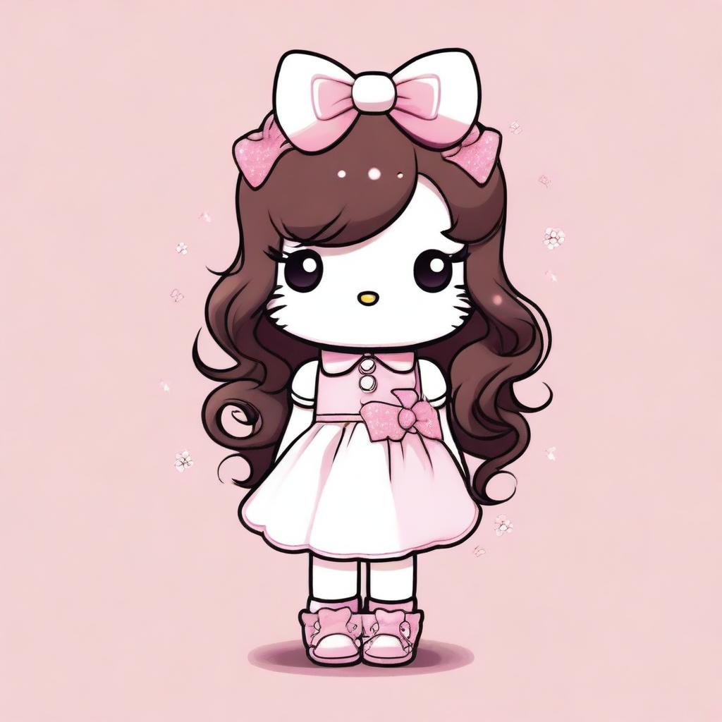 A high-quality image in a cartoon style, featuring a unique rendition of Hello Kitty