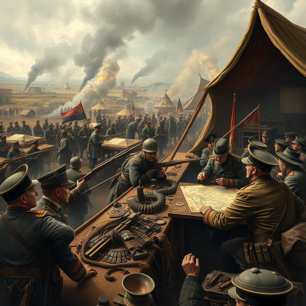 A historical depiction of World War I unfolding in an alternate universe where the Russian Revolution never occurred