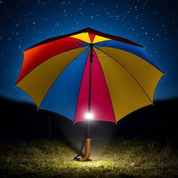 A unique and creative umbrella that incorporates a flashlight integrated into its handle