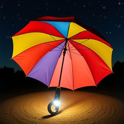 A unique and creative umbrella that incorporates a flashlight integrated into its handle