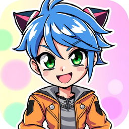 A vibrant and stylish anime icon featuring a charismatic character with striking features