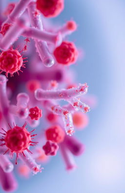 An artistic representation of a close-up view of bacterial cells under a microscope