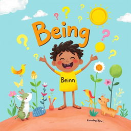 A vibrant and imaginative illustration aimed at children, exploring the profound themes of being, existing, and the great questions of life