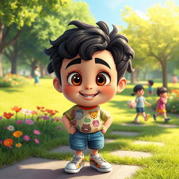 A detailed depiction of a fictional character named Aboud, characterized by a playful and charming personality