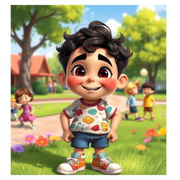 A detailed depiction of a fictional character named Aboud, characterized by a playful and charming personality