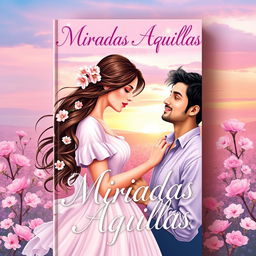 An enchanting book cover for a romance novel titled "Miradas Aquellas"