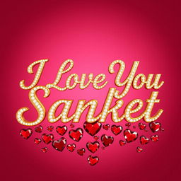 A luxurious and elegant 3D rendered artwork featuring the phrase 'I Love You Sanket' written in golden cursive