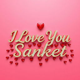 A luxurious and elegant 3D rendered artwork featuring the phrase 'I Love You Sanket' written in golden cursive