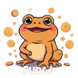 A playful and humorous illustration of a brown Pepe the Frog character, affectionately named 'PUDGE'