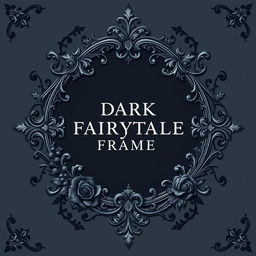 An ornate vintage fairytale frame designed for a dark fantasy novel, featuring elaborate flourishes and intricate patterns