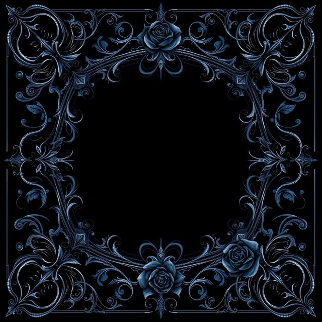 An ornate vintage fairytale frame designed for a dark fantasy novel, featuring elaborate flourishes and intricate patterns