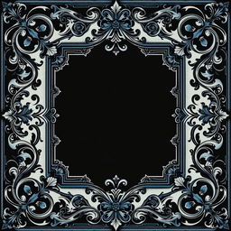 An ornate vintage fairytale frame designed for a dark fantasy novel, featuring elaborate flourishes and intricate patterns
