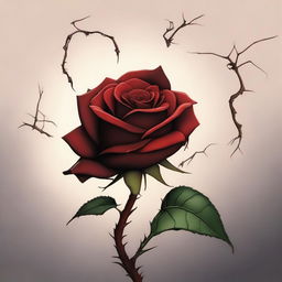 A high-resolution digital painting that metaphorically expresses heartbreak through the imagery of roses and thorns