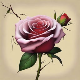 A high-resolution digital painting that metaphorically expresses heartbreak through the imagery of roses and thorns