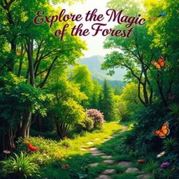 A visually captivating poster featuring a lush, enchanting forest