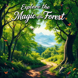 A visually captivating poster featuring a lush, enchanting forest