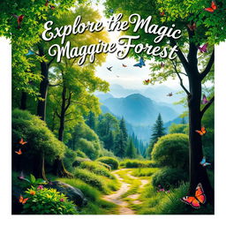A visually captivating poster featuring a lush, enchanting forest