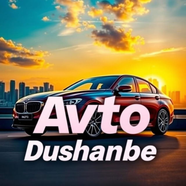 A vibrant and eye-catching profile picture for an auto advertisement featuring the name Avto_Dushanbe_tj