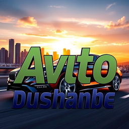 A vibrant and eye-catching profile picture for an auto advertisement featuring the name Avto_Dushanbe_tj