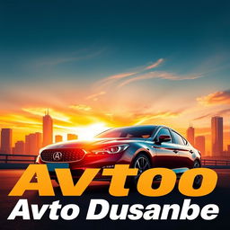 A vibrant and eye-catching profile picture for an auto advertisement featuring the name Avto_Dushanbe_tj