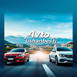 An eye-catching profile picture for a car advertisement featuring the name "Avto_Dushanbe_tj" prominently displayed