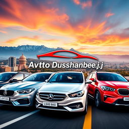 An eye-catching profile picture for a car advertisement featuring the name "Avto_Dushanbe_tj" prominently displayed