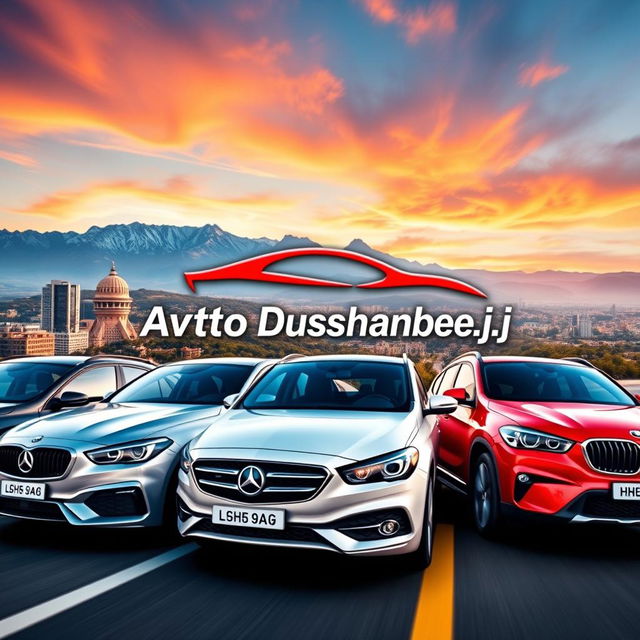 An eye-catching profile picture for a car advertisement featuring the name "Avto_Dushanbe_tj" prominently displayed